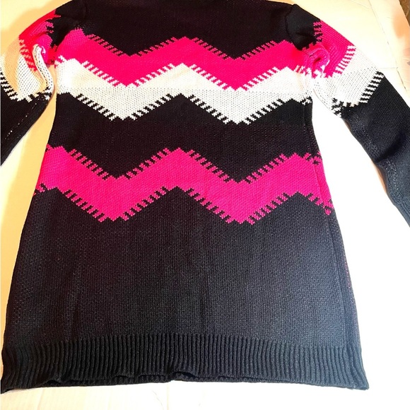 Women's Long Sleeve Chevron Pattern Sweater Dress Oversize Top Cozy Size XL - Picture 5 of 11